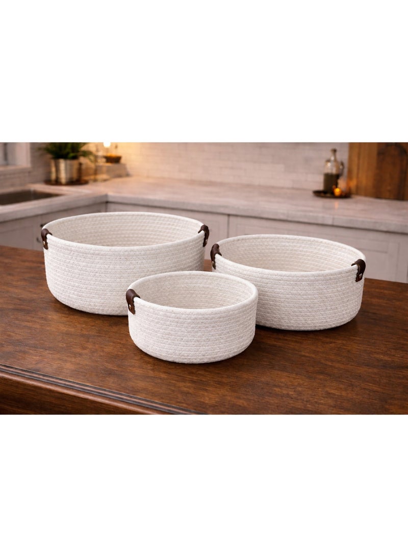 A luxurious 3-piece fabric basket set for organization and style in your kitchen. - Image 1