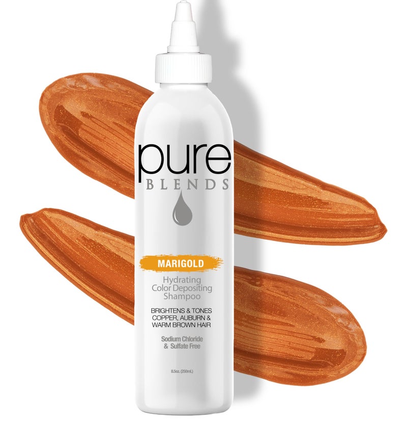 Pure Blends Marigold Hydrating SemiPermanent Color Depositing Shampoo for Toning and Brightening Faded ColorTreated Hair Prevents Fade Extends Color Service 85 Oz