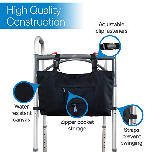 RMS Water Resistant Tote Bag for Walker, Rollator or Scooter (Black) - Image 2