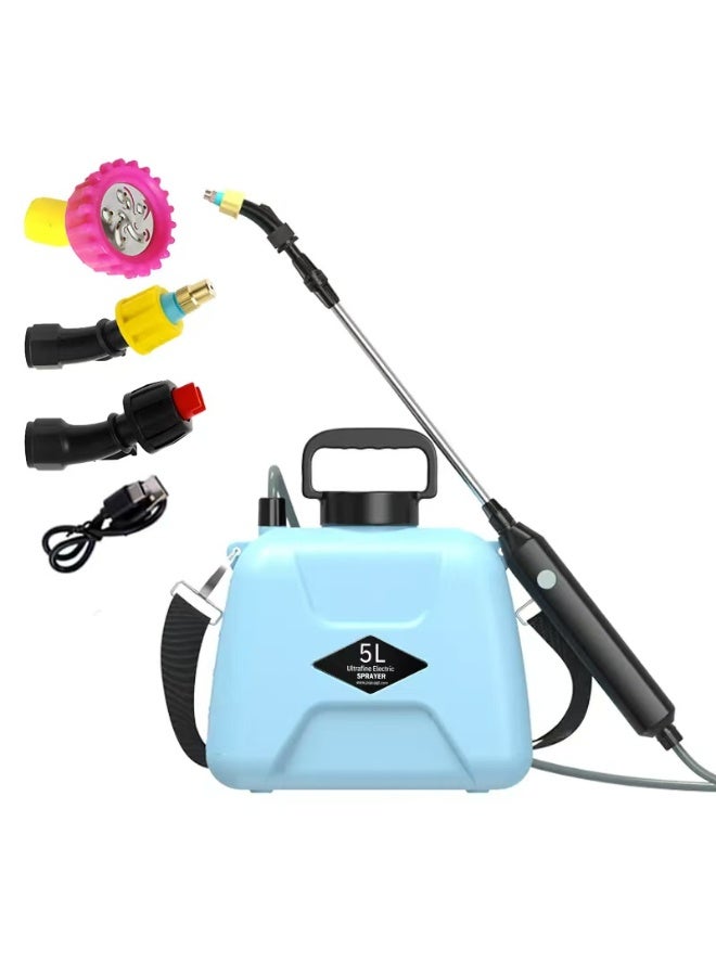 دكتور سلبي بخاخ حديقة كهربائي 5 لتر، بخاخ يعمل ببطارية 2500mAh مع 3 فوهات رذاذ، مقبض قابل لاعادة الشحن USB وعصا قابلة للسحب، بخاخ للحديقة، بخاخ اعشاب ورشاش ماء مع حزام كتف قابل للتعديل - Image 1