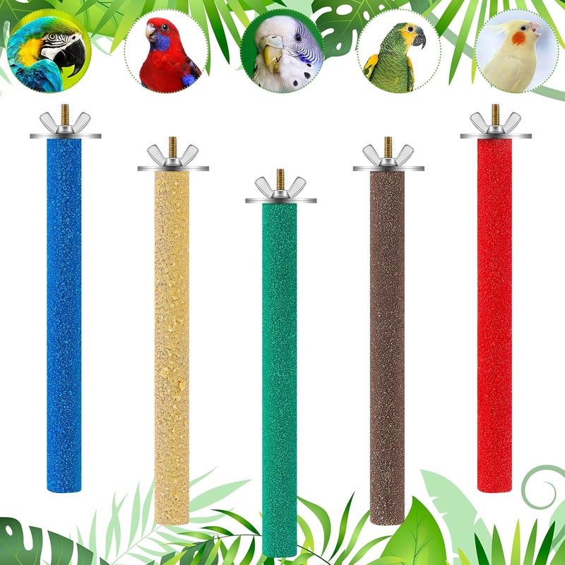 Deekin 10 Pieces Bird Perch Stand Parrot Stand Paw Grinding Stick Parrot Perch Rough Surfaced Bird Cage Stand Colorful Wooden Parakeet Perch Bird Toys for Cockatiels Bird Cage Accessories - Image 4