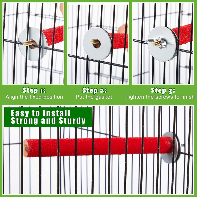 Deekin 10 Pieces Bird Perch Stand Parrot Stand Paw Grinding Stick Parrot Perch Rough Surfaced Bird Cage Stand Colorful Wooden Parakeet Perch Bird Toys for Cockatiels Bird Cage Accessories - Image 3