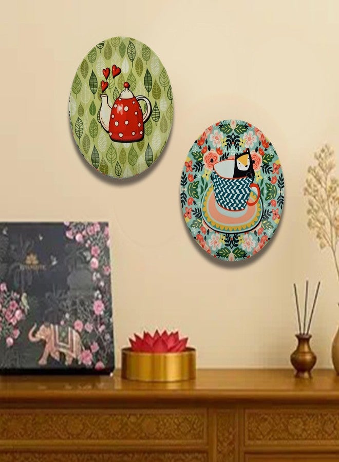 JIKRAA® Amazing Art Decorative Ceramic Wall Plates 2-in-1 Wall Hanging & Tabletop Display Plates for Living Room, Bedroom, Office, Hotel & Cafe | Set of 2 Plates of 8 Inch - Image 1