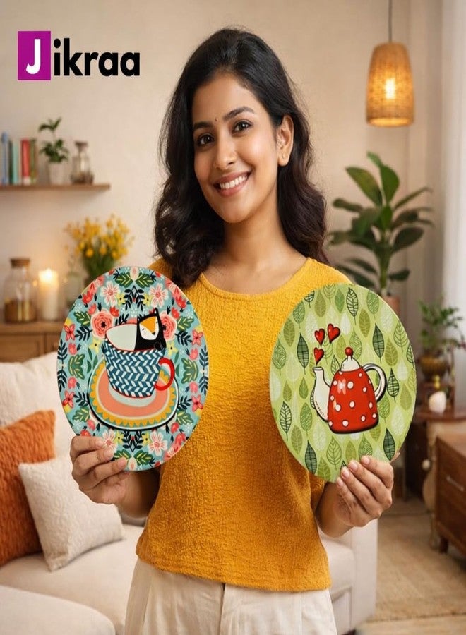JIKRAA® Amazing Art Decorative Ceramic Wall Plates 2-in-1 Wall Hanging & Tabletop Display Plates for Living Room, Bedroom, Office, Hotel & Cafe | Set of 2 Plates of 8 Inch - Image 2