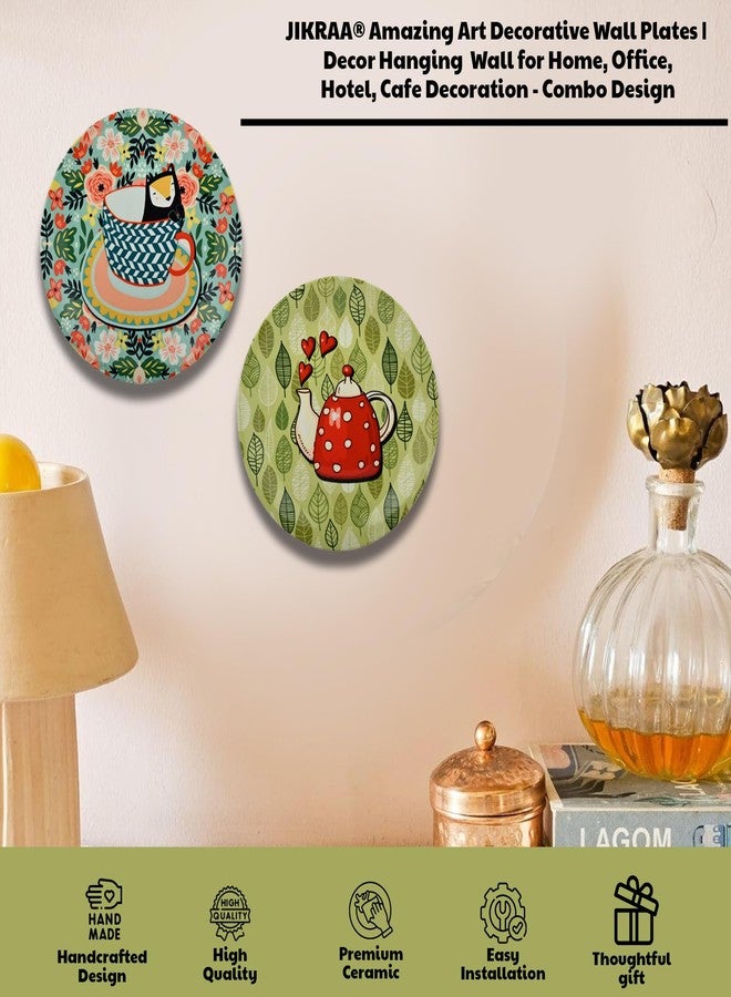 JIKRAA® Amazing Art Decorative Ceramic Wall Plates 2-in-1 Wall Hanging & Tabletop Display Plates for Living Room, Bedroom, Office, Hotel & Cafe | Set of 2 Plates of 8 Inch - Image 5