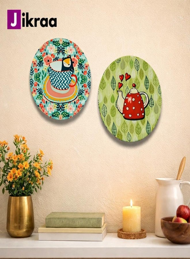 JIKRAA® Amazing Art Decorative Ceramic Wall Plates 2-in-1 Wall Hanging & Tabletop Display Plates for Living Room, Bedroom, Office, Hotel & Cafe | Set of 2 Plates of 8 Inch - Image 4
