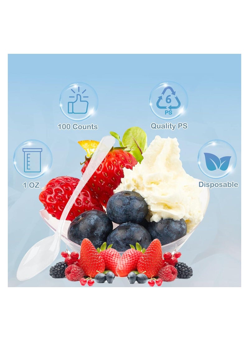 Generic 200PCS Mini Dessert Plates with Tasting Spoons, 3-1/8 x 2-5/8 Inches Small Reusable Clear Plastic Party Serving Hors D'oeuvres Plates for Appetizers, for Cake Wedding Party Serving (Leaf Shape)  - Image 3