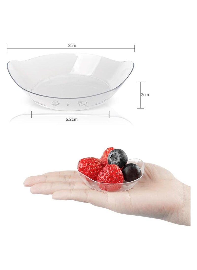Generic - 200PCS Mini Dessert Plates with Tasting Spoons, 3-1/8 x 2-5/8 Inches Small Reusable Clear Plastic Party Serving Hors D'oeuvres Plates for Appetizers, for Cake Wedding Party Serving (Leaf Shape) - Image 1