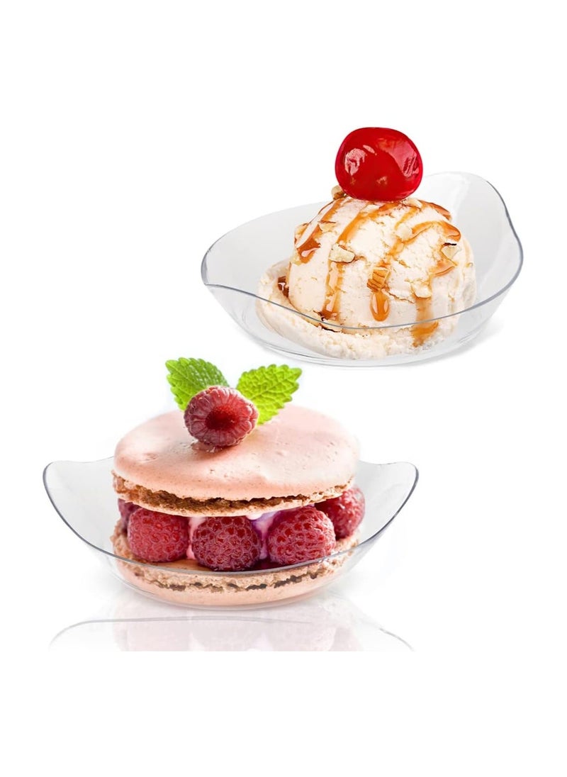 Generic 200PCS Mini Dessert Plates with Tasting Spoons, 3-1/8 x 2-5/8 Inches Small Reusable Clear Plastic Party Serving Hors D'oeuvres Plates for Appetizers, for Cake Wedding Party Serving (Leaf Shape)  - Image 2