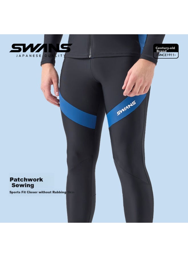 Speed Vision Suan Men's Two-piece Swimsuit, Quick-dry Professional Snorkeling And Surfing Suit, Sun Protection Long-sleeve Long Pants, Blue, M - Image 3