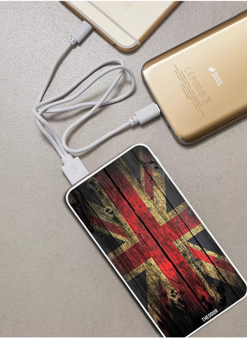 10,000 mAh Super Fast Charging Ultra Compact Power Bank with Quick Charge & Power Delivery, Portable Charger For iPhone and Android Vintage wood
