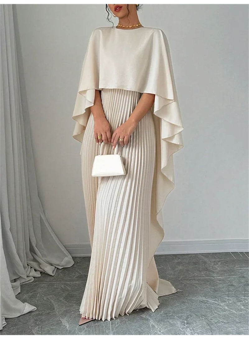 SCACTO Loose Batwing Sleeve Pleated Irregular Elegant Dress 