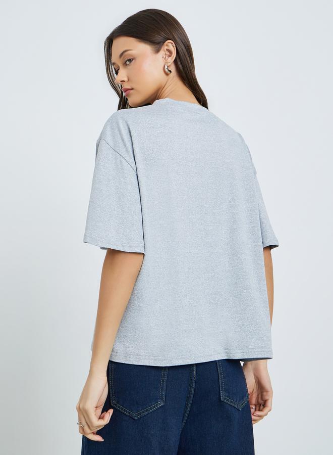Styli Grey Oversized Flared Sleeve T-Shirt - Image 4