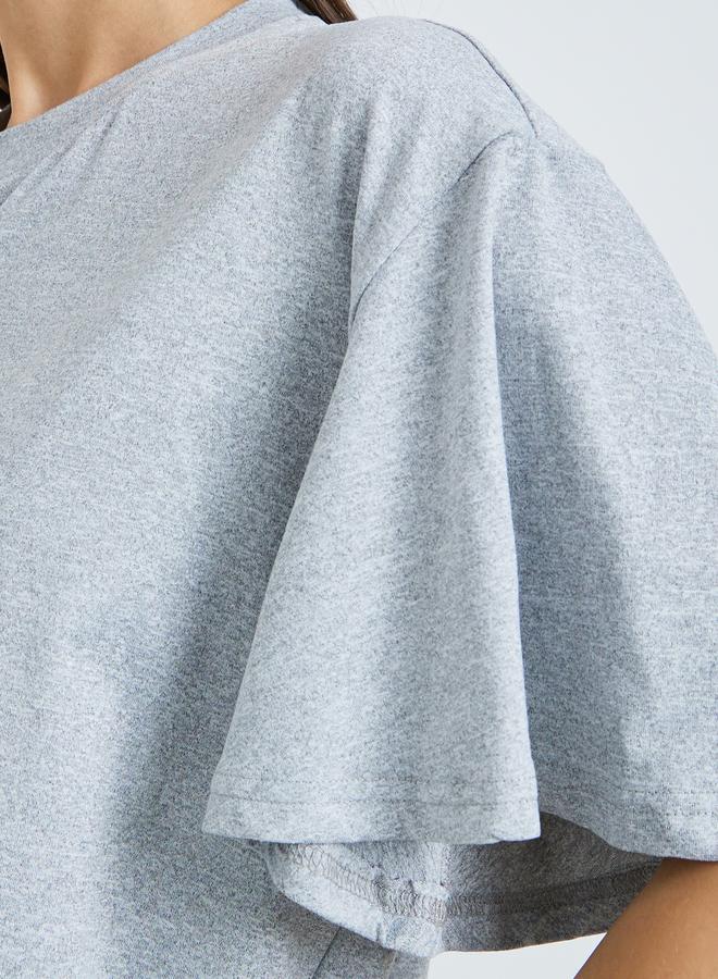 Styli Grey Oversized Flared Sleeve T-Shirt - Image 3