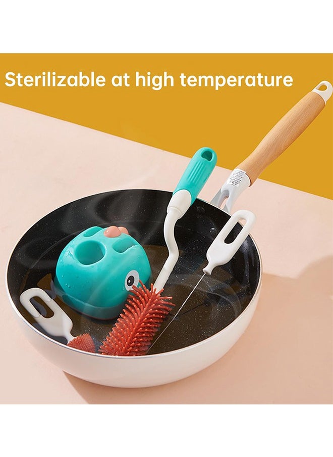 Generic - Silicone Bottle Brush Set with Stand, 360° Rotating Silicone Bottle Cleaning Brush Cleaner Set, Long Handle 3 in 1 Multipurpose Silicone Baby Bottle Straw Cleaner Brush - Image 1