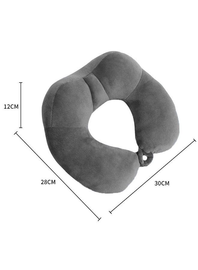 MLADEN U-Shaped Neck Support Pillow Memory Foam Travel Pillow for Airplanes Neck Flight Pillows Adult Memory Foam Neck Pillow, Adjustable Flight Pillow, Ergonomic Neck Pad (Grey) - Image 2