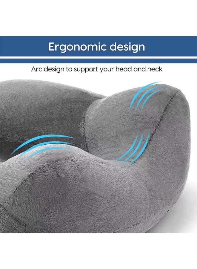 MLADEN U-Shaped Neck Support Pillow Memory Foam Travel Pillow for Airplanes Neck Flight Pillows Adult Memory Foam Neck Pillow, Adjustable Flight Pillow, Ergonomic Neck Pad (Grey) - Image 3