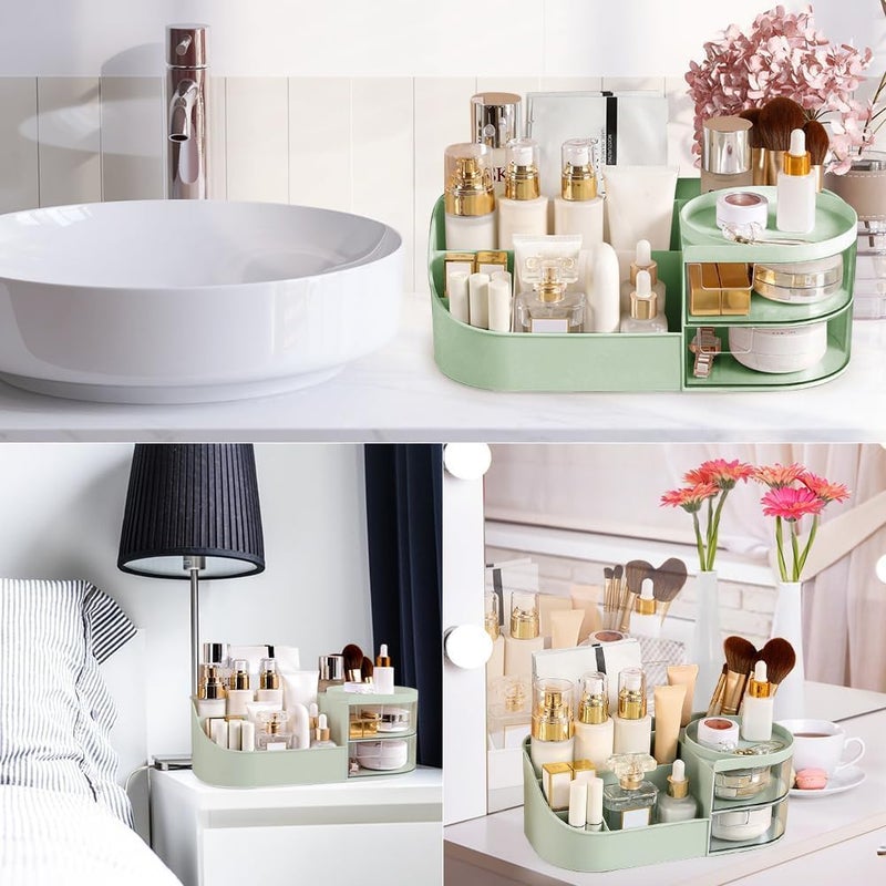 MEGHARSH Makeup Desk Cosmetic Storage Box Organizer with Drawers for Dressing Table,Bathroom Counter, Elegant Vanity Holder for Brushes, Eyeshadow, Lotions, Lipstick (White) - Image 4