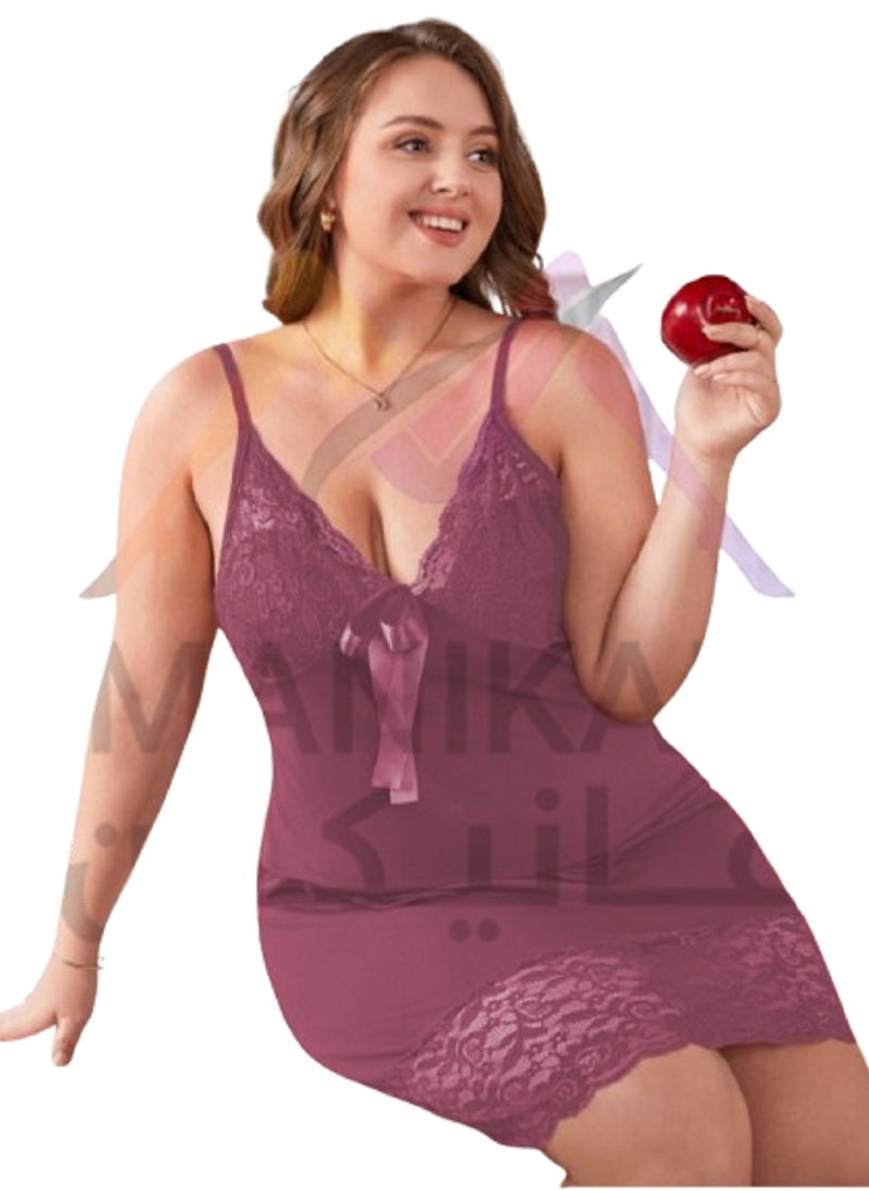 MANIKAN MANIKAN women's hot short lingerie dress with lace edges and a bow without sleeves  - Image 3