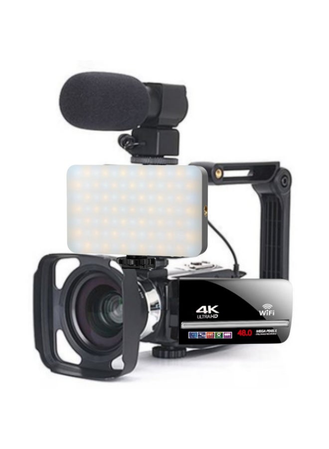 English Products 4K HD Digital Camera Suitable For 48MP With Microphone Touch Screen 4kwifi-Body Color:Standard Black English Version + Hood + Microphone + Upgraded Three-color Led Light + Handheld Stabilizer - Image 1