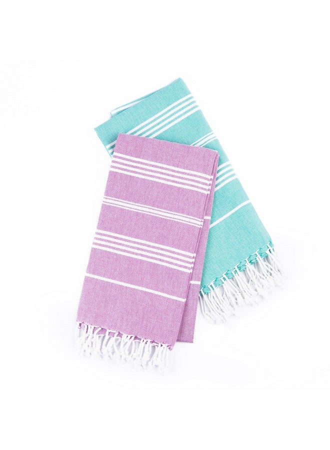 Haber - Premium Basic Large 100% Cotton Towel (152Cm X 76Cm) Soft, Absorbent and Comfortable Towels for Bath Large Size Quick Dry for Bath, Gym & Travel, Pack of 2pcs - Plum and Mint - Image 2