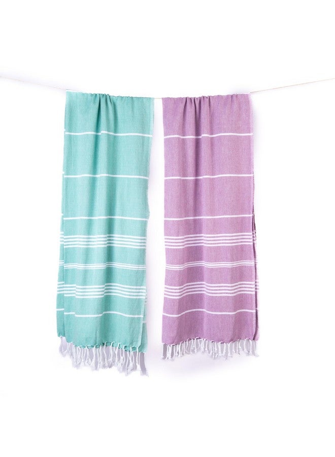 Haber - Premium Basic Large 100% Cotton Towel (152Cm X 76Cm) Soft, Absorbent and Comfortable Towels for Bath Large Size Quick Dry for Bath, Gym & Travel, Pack of 2pcs - Plum and Mint - Image 3