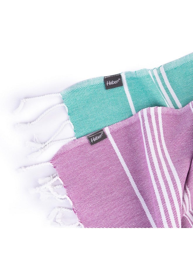 Haber - Premium Basic Large 100% Cotton Towel (152Cm X 76Cm) Soft, Absorbent and Comfortable Towels for Bath Large Size Quick Dry for Bath, Gym & Travel, Pack of 2pcs - Plum and Mint - Image 4