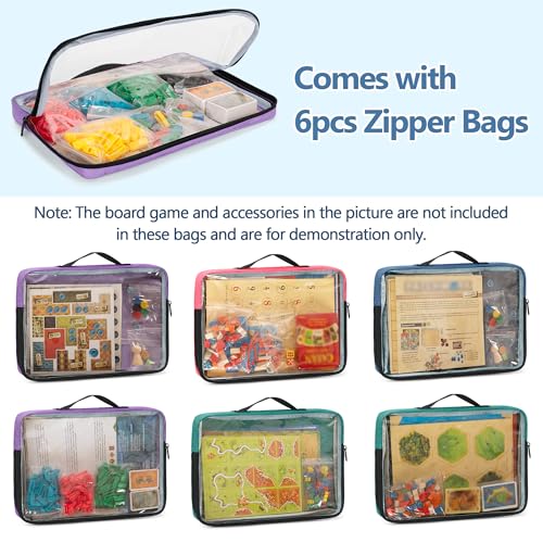 Rexmica Board Game Storage Bag with 6pcs Zipper Bags, Board Game Organizer and Storage with Cover for Office Supplies, Puzzles, Toys, Building Blocks, Craft Product, Educational Math Game Bag - Image 3