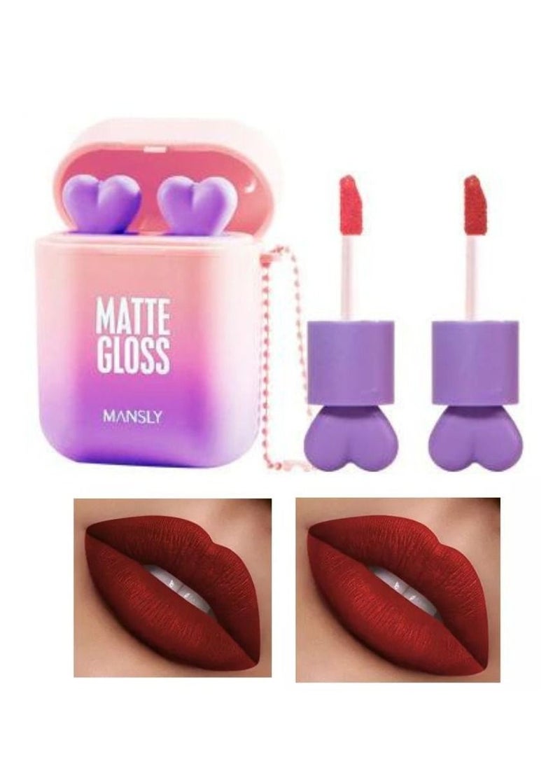 MANSLY Lipgloss Dual color Silky Velvet Red Stay on Waterproof Lipgloss - Image 1