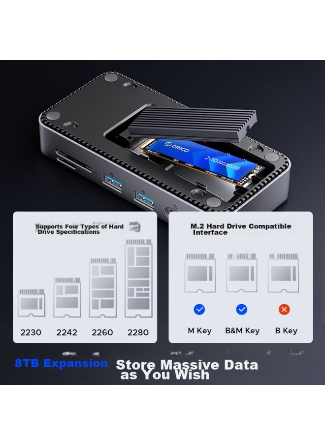 Orico Orico Hard Drive Enclosure Expansion Dock, Type-c To Ethernet Port, M.2 Nvme Ssd Portable Hard Drive Enclosure, Usb3.2 High-speed Laptop Macbook Expansion Dock (without Hard Drive), M2p7  - Image 2