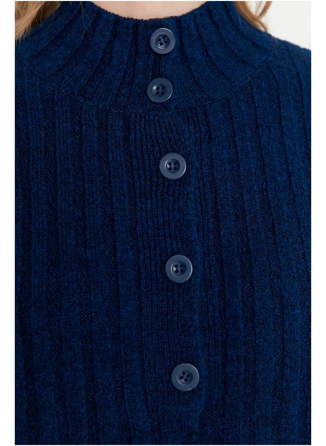 trendyol Navy Blue Wide Fit Soft Textured High Neck Knitwear Sweater TWOAW21KZ0783  - Image 4
