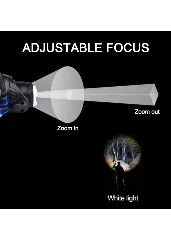 LED Rechargeable Headlamp,USB Head Lamp Super Bright with 3 Modes & Waterproof Zoomable Head Lights for Forehead,Smart Sensing Headlamp,with T6 Lamp Bead,90° Adjustable Headlamps for Camping Hiking Hunting Fishing Car Repair