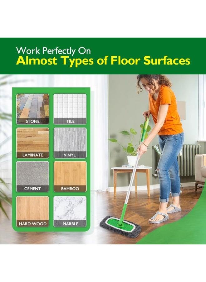 2 Pack Washable Sweeper Pads, Reusable Cotton Mop Refills Eco-Friendly Mop Pad, Wet And Dry Use, Replacement Durable Dust Mop Covers, Multipurpose Floor Cleaning Pads Cotton Mop Refills for Swiffer, Thickened Coral Fleece ,Grey (Mop Not Included) - Image 3