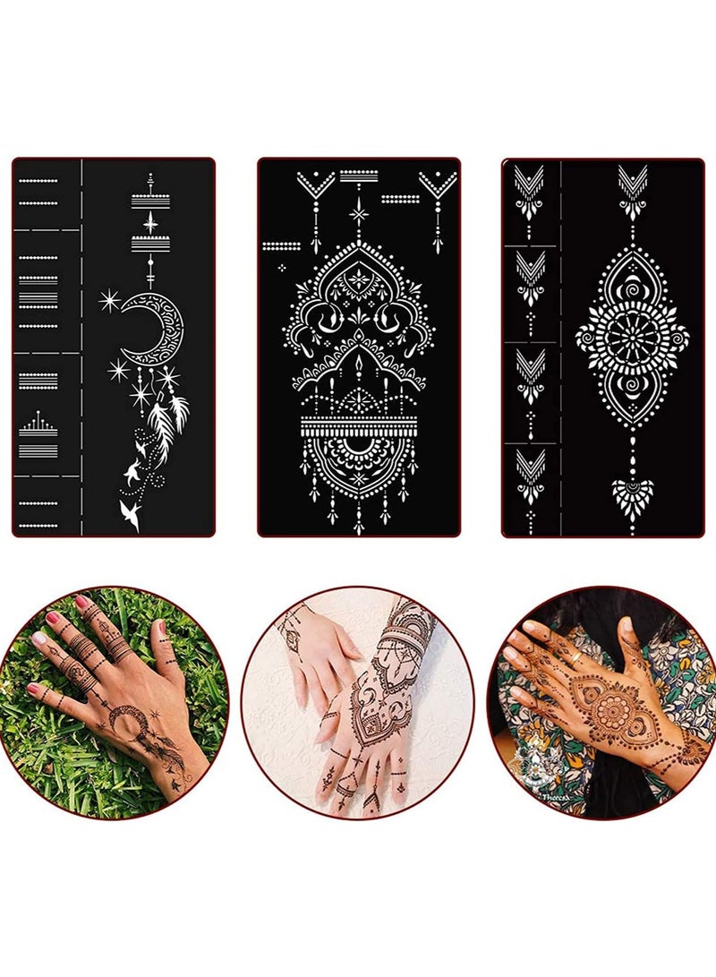 Bukela Tattoo Templates, Henna Tattoo Stencils, 12 Sheet Hand Temporary Tattoo Stickers, Self-Adhesive Reusable, Temporary Tattoos for Kids&Adults Body Art Template, Painting Stencils - Image 2