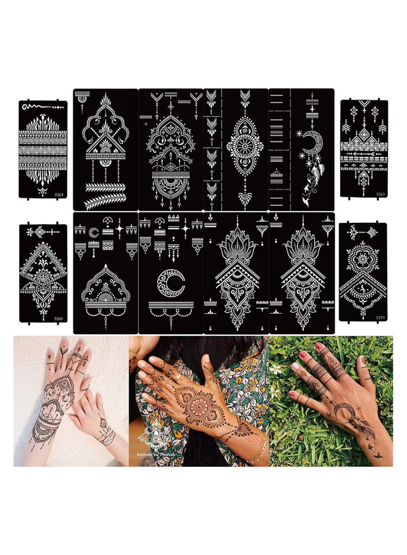 Bukela Tattoo Templates, Henna Tattoo Stencils, 12 Sheet Hand Temporary Tattoo Stickers, Self-Adhesive Reusable, Temporary Tattoos for Kids&Adults Body Art Template, Painting Stencils - Image 5