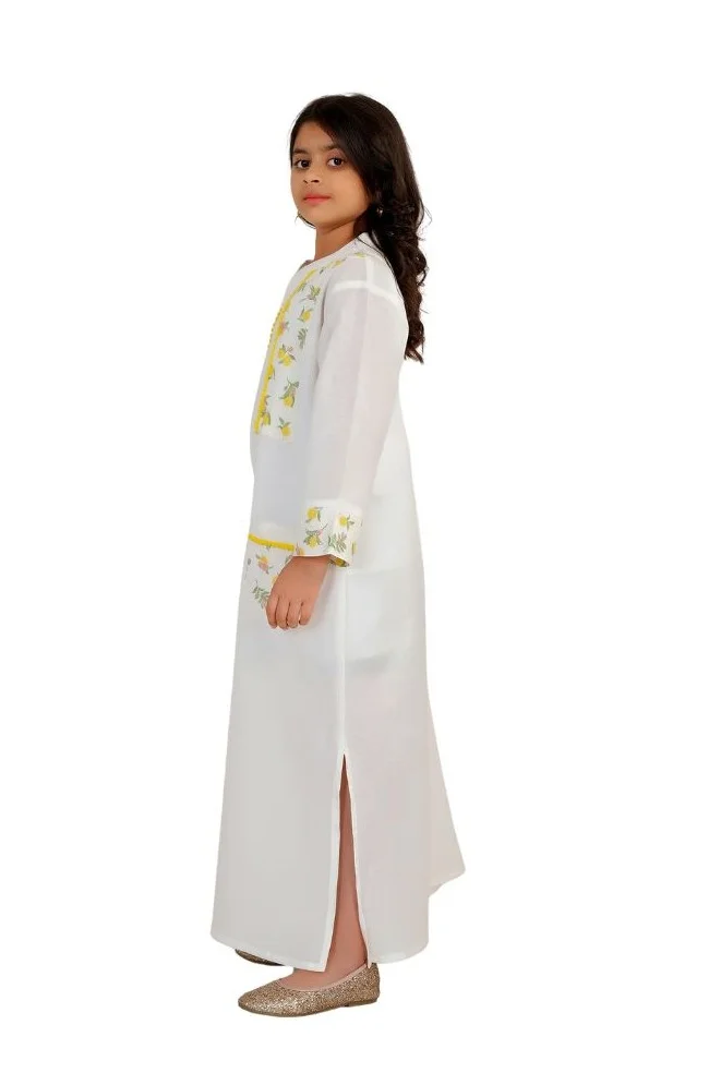 Artemea  SOFT PREMIUM LINEN LOOK COTTON FABRIC WITH PRINTED YOKE ANDPOCKETS WITH LACE DETAILS for Women | Best Price UAE