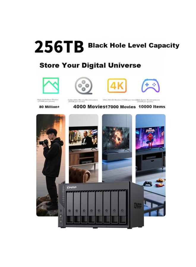 Qnap (qnap) Qu805 Enterprise-grade Home Storage N355 16gb Ram Eight-bay Network Storage Nas Private Cloud Ai Photo Al Mobile Backup File Data Backup Server - Image 1