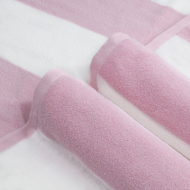 CLOWOOD Plush Oversized Beach Towel - Cotton 40 x 70 Inch Large Thick Pink Striped Cabana Pool Swimming Towel - Image 2