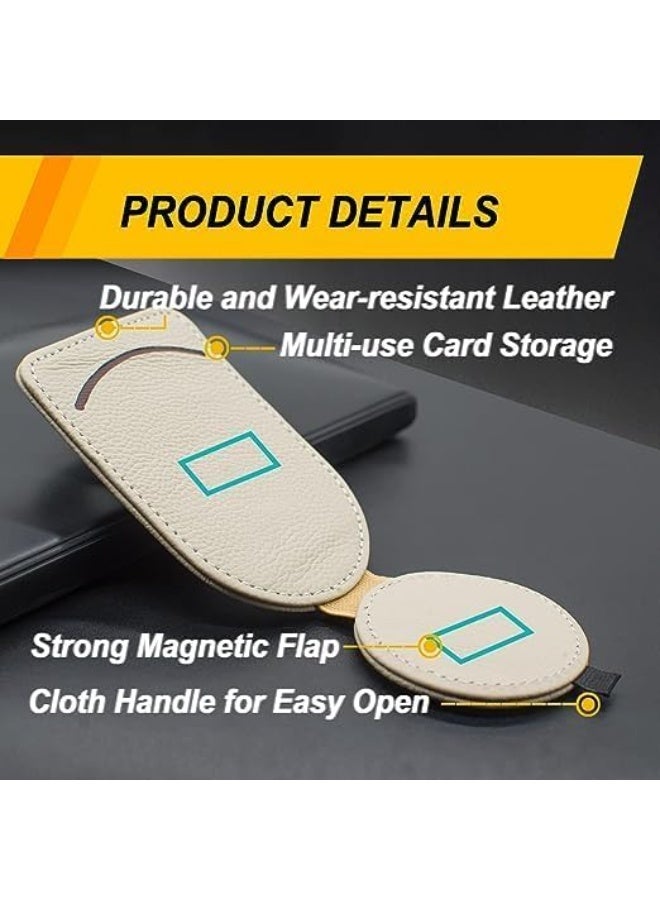 Cazadora Leather Sunglass Holder for Car Visor — Magnetic Sunglasses Case & Card Pocket — Premium Beige Leather Car Accessory to Secure & Organize Your Shades on the Road — Magnet-Adsorbed Design for Safe Hold During Bumpy Rides — Slim, Stylish Visor Clip with Card/Receipt Slot — Easy One-Hand Access, Protects Lenses from Scratches, Fits Most Sunglasses & Eyewear, Lightweight 0.05 kg — Simple Install, Universal Fit for Cars, SUVs & Trucks — Perfect Gift for Drivers, Ride-Share & Daily Commuters — Enhance Interior Style & Functionality for KSA Drivers. - Image 3