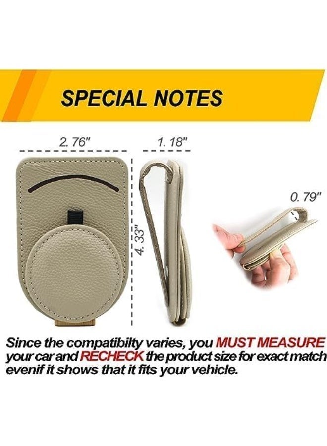 Cazadora Leather Sunglass Holder for Car Visor — Magnetic Sunglasses Case & Card Pocket — Premium Beige Leather Car Accessory to Secure & Organize Your Shades on the Road — Magnet-Adsorbed Design for Safe Hold During Bumpy Rides — Slim, Stylish Visor Clip with Card/Receipt Slot — Easy One-Hand Access, Protects Lenses from Scratches, Fits Most Sunglasses & Eyewear, Lightweight 0.05 kg — Simple Install, Universal Fit for Cars, SUVs & Trucks — Perfect Gift for Drivers, Ride-Share & Daily Commuters — Enhance Interior Style & Functionality for KSA Drivers. - Image 4