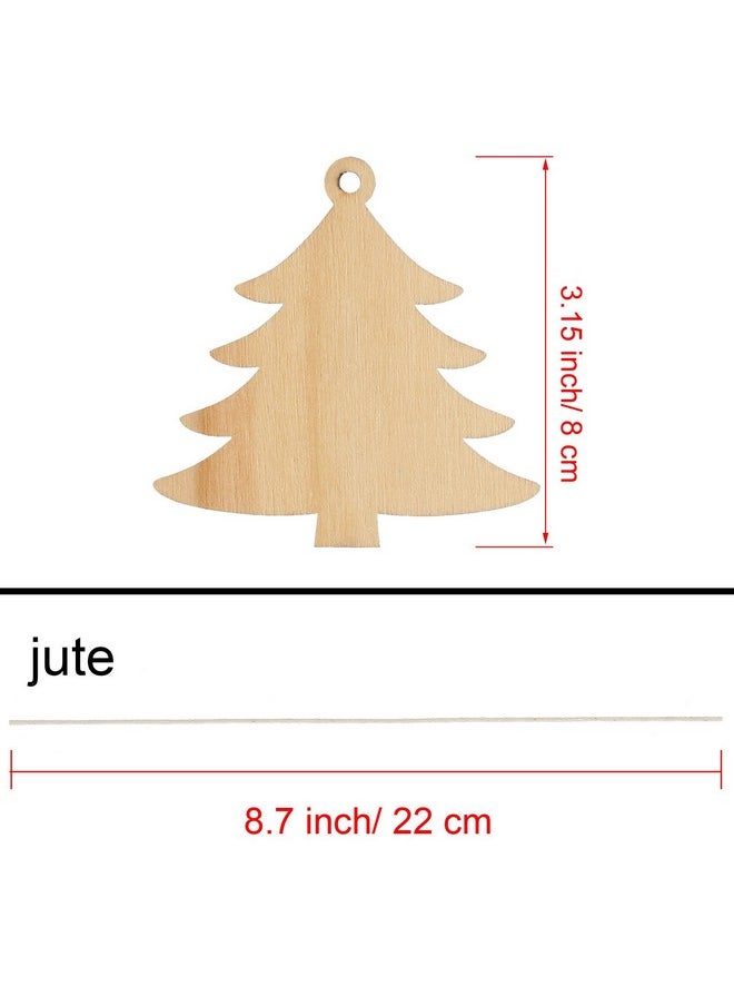 Pangda 20 Packs Wooden Christmas Tree Cutouts Embellishments Hanging Ornaments With 20 Packs Strings For Wedding, Craft, Christmas Decoration  - Image 3