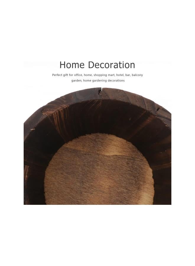 1PCS Wooden Whiskey Barrel Planter Round Wooden Garden Flower Pot Decor Plant Container Box Brown Medium (15 x 12 x 13cm)