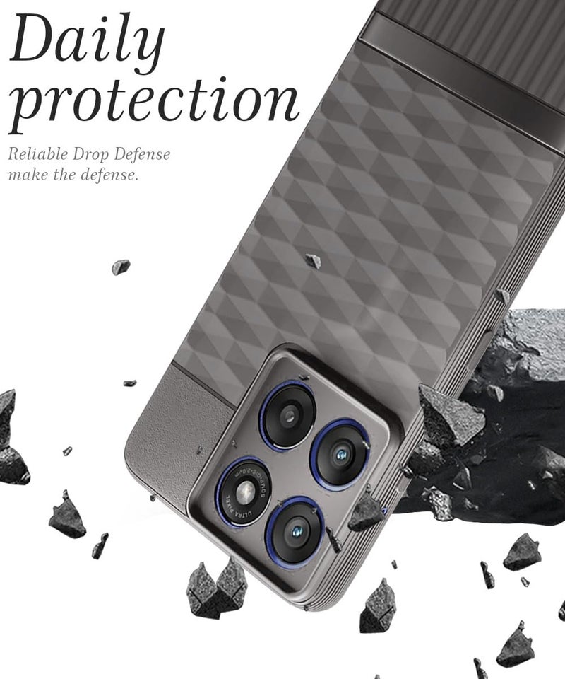 WOW IMAGINE Back Cover for Moto Edge 60 Stylus 5G with Hexa Cube Design | Ultra Slim Soft Rubberised Case | Inner Velvet Fabric | Matte Silicone Flexible Mobile Case | Camera Protection - Grey - Image 3