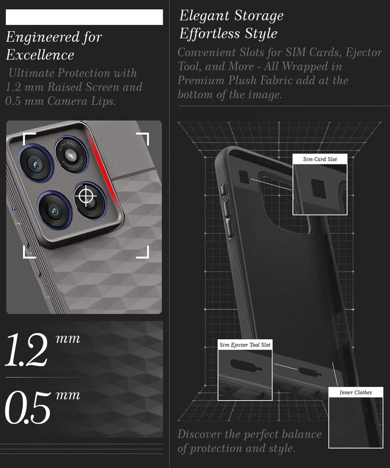 WOW IMAGINE Back Cover for Moto Edge 60 Stylus 5G with Hexa Cube Design | Ultra Slim Soft Rubberised Case | Inner Velvet Fabric | Matte Silicone Flexible Mobile Case | Camera Protection - Grey - Image 4