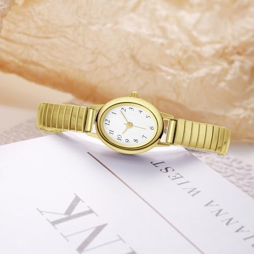IBSO Easy Read Ladies Quartz Wrist Watch, Small Analog Gold Watch for Women with Oval Case, Water Resistant (CDEWA GD) - Image 3