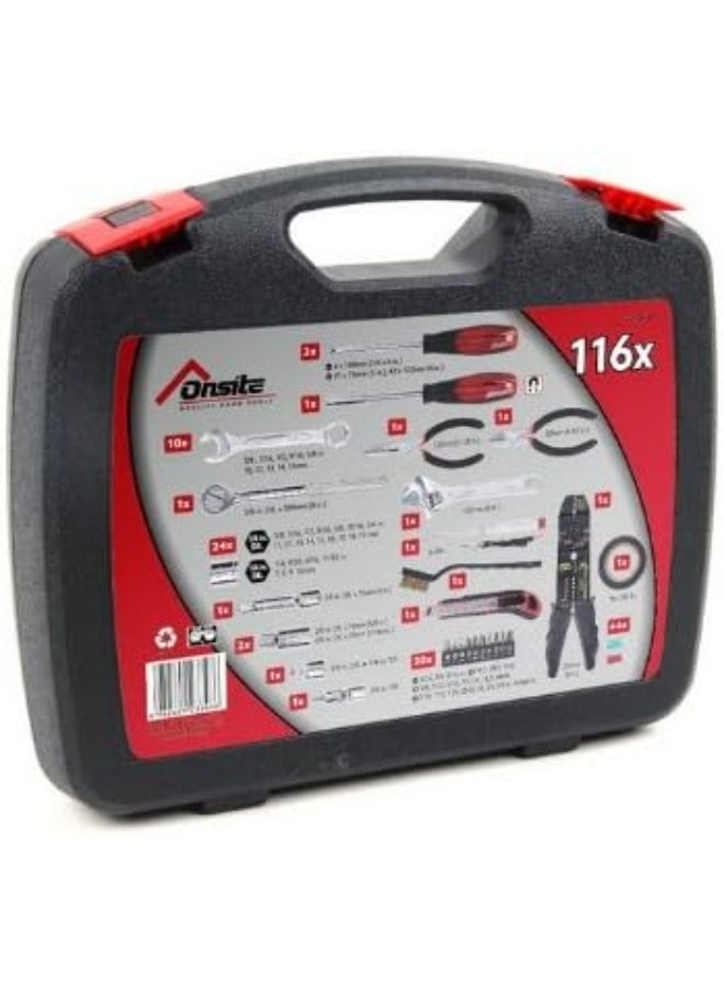 ONSITE 116 Piece Tool Set, Tool Box Kit for Mechanic and Car, General Household Home Tool Kit, Basic Tool Kit for Home Auto Repair, with Storage Case - 780041 - Image 2