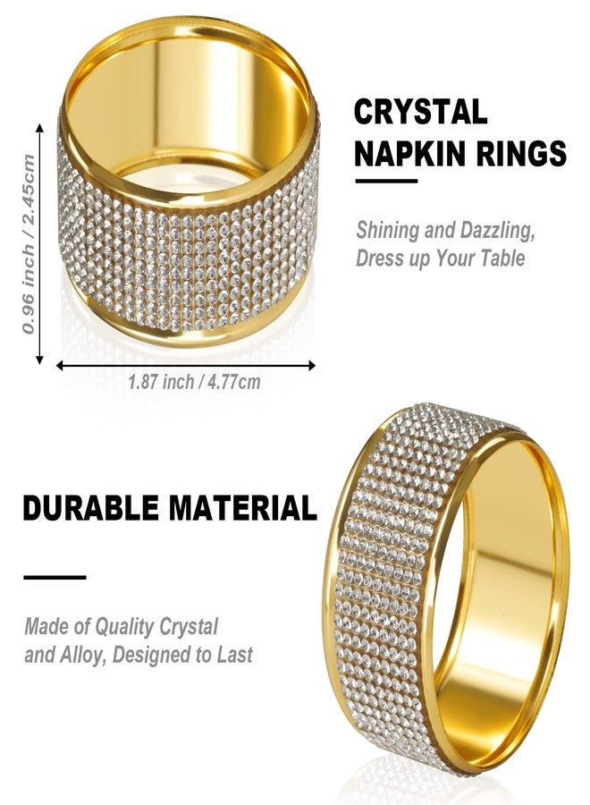 Joyindecor Crystal Napkin Rings Set of 6 - Round Diamond Metal Napkin Ring Holders for Home Family Gathering Dinner Table and Party Wedding Holidays Banquet Bridal Shower (Gold) - Image 2