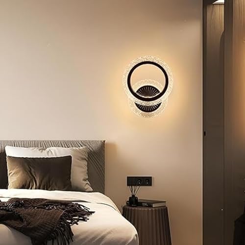 WHITERAY Modern Inbuilt LED Wall Light with Elegant Acrylic Crystal Rings Energy Efficient Lighting Fixture Decorative Indoor Wall Lamp for Living Room, Bedroom, Hallway, Staircase, Muesum - Image 4