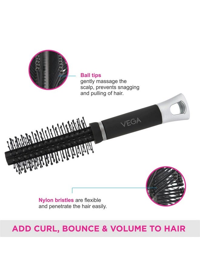 Vega Mini Round Hair Brush (India'S No.1* Hair Brush Brand) For Adding Curls, Volume & Waves In Hairs| Men And Women| All Hair Types (R6-Rb)  - Image 4