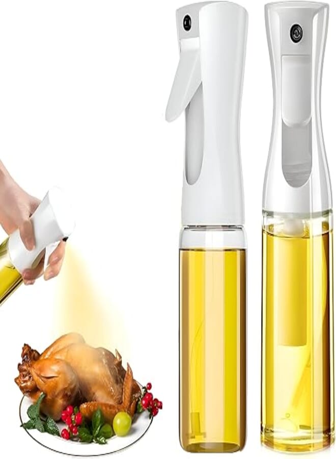 Oil Spray Bottle - 200ml Elegant and Practical Design, Dispenses Oil Precisely on Food or Cookware, Perfect for Air Fryers, Salads, Healthy Recipes (2 Pack)